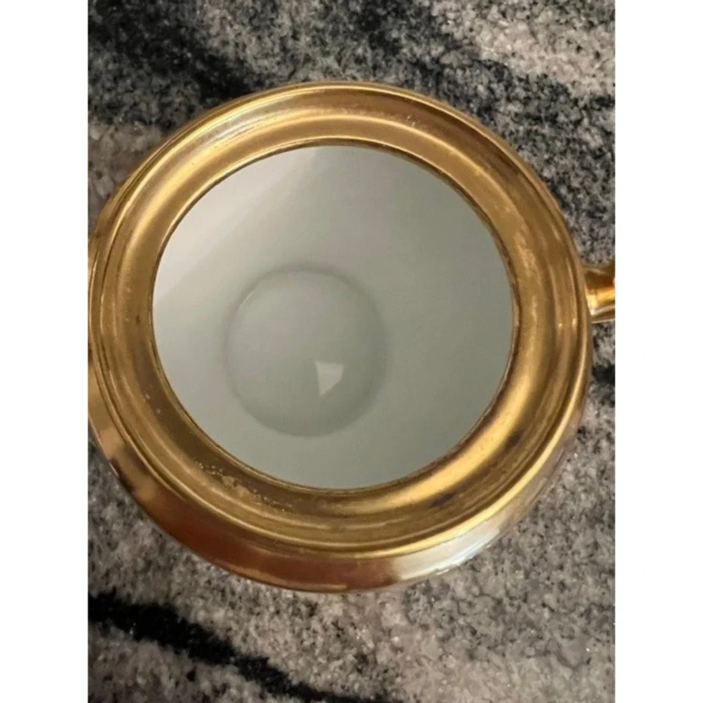 Vintage Pickard Gold Etched Sugar Bowl and Lid Rose & Daisy Pattern Art Deco 24K